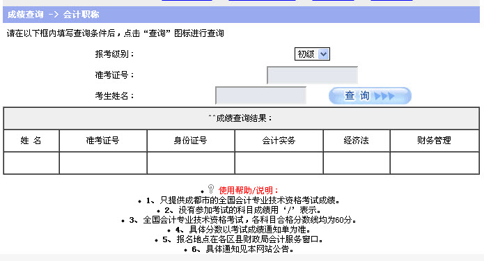 成都2013年中级会计师成绩查询入口